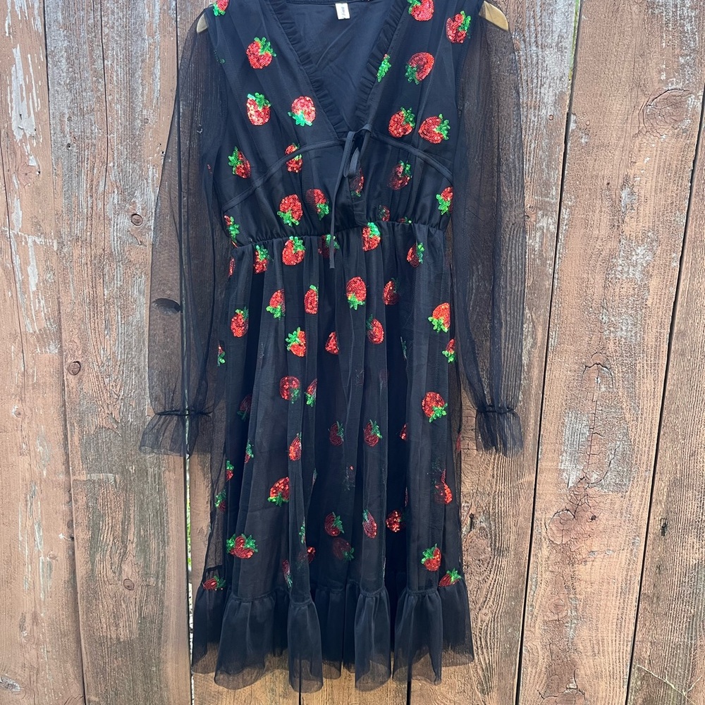 Black Ruffled Tiered Midi Dress with Bishop Sleeves